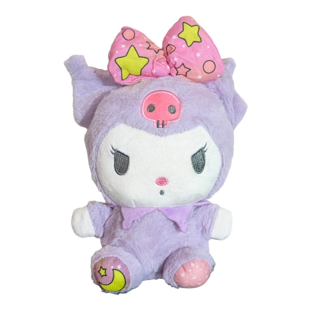 Purple Cat Like -Plushie W/ Pink Bow - Window Cling Attachment-About 8/10 inches